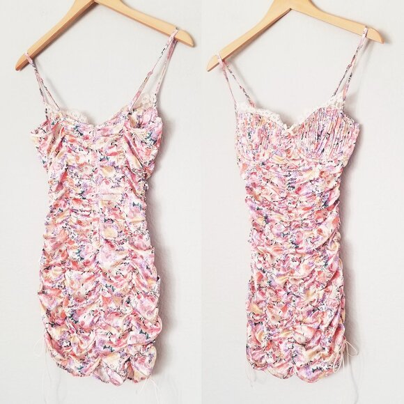 FOR LOVE & LEMONS Gardenia Mini Dress S Ruched Sweetheart Corset Romantic $228 - Picture 13 of 16